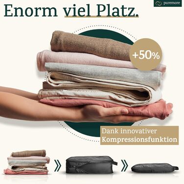 Puremore® Преміум Набір для пакування багажу з компресією (6 шт.) | Органайзери для подорожей | Чохли для взуття | Чорний колір