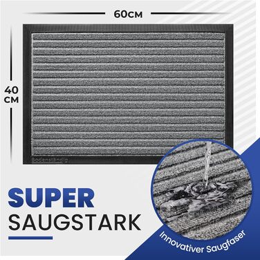 Килимок для дому та вулиці, антиковзаючі, 40x60 см, сірий, для входу, дверний килимок, Outdoor