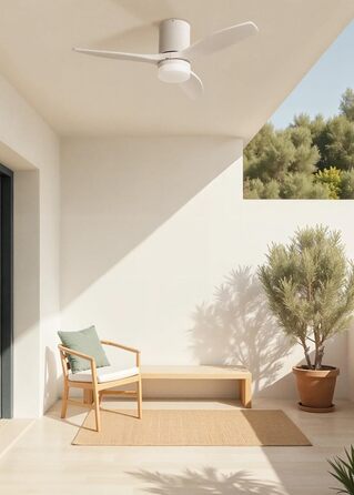 Вентилятор стельовий WINDCALM ABS з підсвічуванням, білий, з пультом, 40W, Ø112cm, 6 швидкостей, 3 режими LED, таймер, літньо-зимовий режим