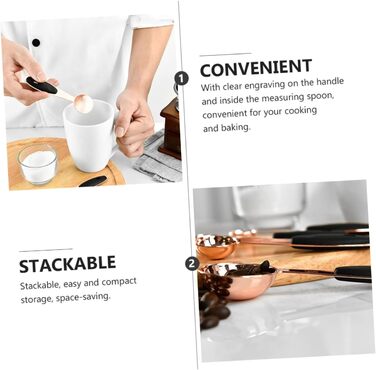 Cieeo 3-Piece Measuring Spoon Set in Rose Gold - Kitchen Helper Set, Kitchen Utensil Set, Baking Accessories Set, Wooden Spoon Set, Measuring Cup, Cocktail Spoon, Kitchen Accessories, Stainless Steel, Rose Gold