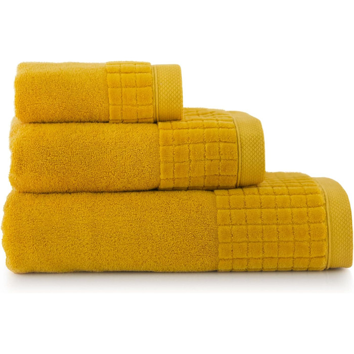 ZWOLTEX Heavenly Soft Towels made of 100% Egyptian Cotton | Made IN EU | Guest Towels Ultra-Soft Shower Towel Bath Towel - 3-Piece Towel Set (1x Bath Towel + 1x Hand Towel + 1x Face Towel) Turmeric