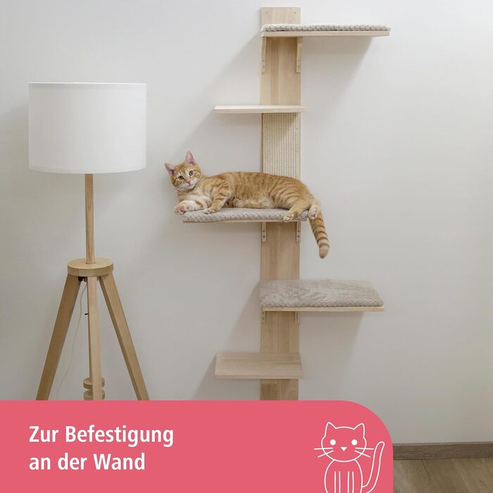 Гамак для котів Kerbl Timber, 38x33,5x16 см, до 6 кг, з м'якого плюшу, для кріплення на стіні, знімний чохол, іграшка для котів