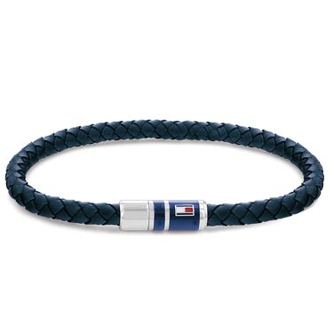 Браслет шкіряний чоловічий Tommy Hilfiger плетене (темно-синій)