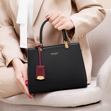Жіноча шкіряна сумка-тоут Cnoles Elegante: стильна сумка-сатчел з ручками та плечовим ременем, чорна