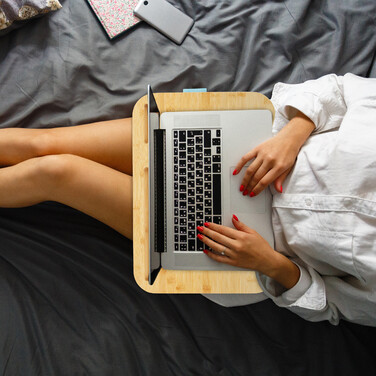 Синя подушка для ноутбука Relaxdays з бамбуковим підносом
