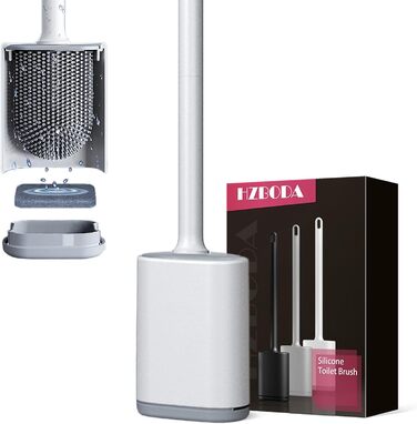 Силіконова щітка для унітазу Klobürste з кріпленням на стіну без свердління, швидковисихаючий тримач, набір (білий)