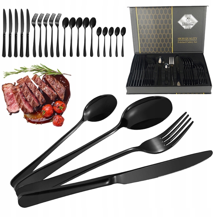 Набір золотих столових приборів зі сталі (24 предмети) — елегантний подарунок до свят