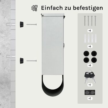 Поштовий ящик WOLTU з газетницею, оглядовим вікном та табличкою для імені, настінний, замикається на ключ (2 ключі), сучасний, сірий (30,5x33,5x9 см)