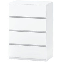 HOMCOM Chest of Drawers, Sideboard with 4 Drawers, Tip-Resistant Office Cabinet in White, 55 x 33 x 80 cm, ideal for living and working areas