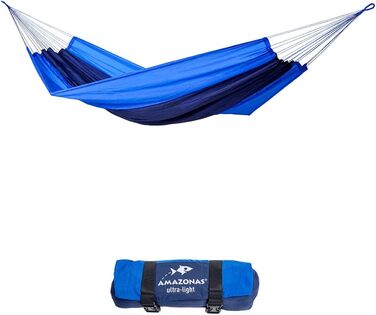 Гамак AMAZONAS Ultra-Light Silk Traveller, нейлон, 220x140 см, до 150 кг, зелений/синій, легкий, компактний