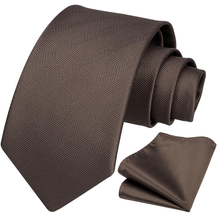 Краватка для чоловіків HISDERN Класична краватка для весілля з нагрудником, формальний елегантний нагрудний хустинка, бізнес, вечірка, універсальний розмір, коричнева