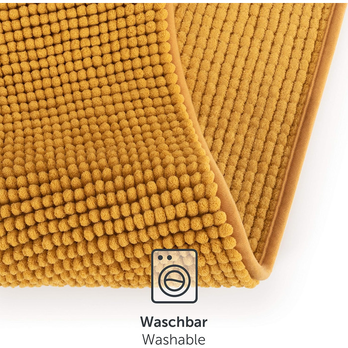 Килимок для ванної Blumtal Chenille 40x60 см - сертифікований Oeko-TEX, антиковзкий, для ванної кімнати, сірий (Spicy Mustard - жовтий)