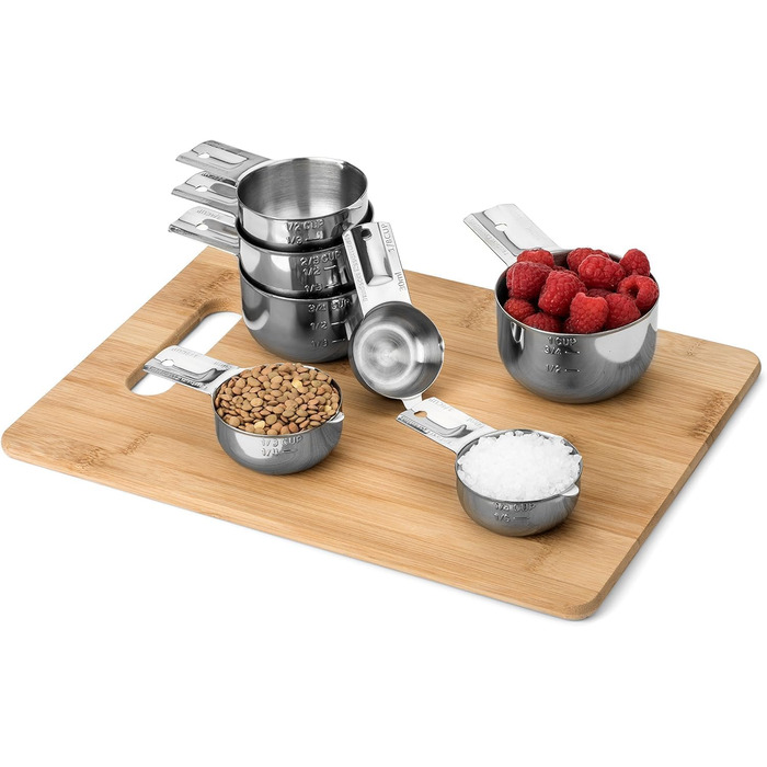 304 Stainless Steel Measuring Cup Set, 7-Piece, Stackable, with 1/8 Cup, 2 Tablespoons (Diverter Nozzle Model)