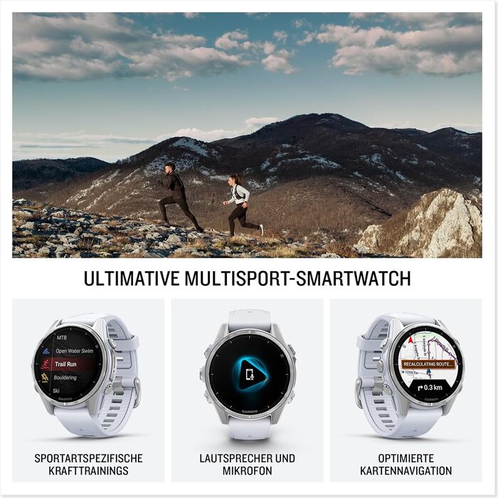 Garmin fēnix 8 43mm: Мультиспортивний смартгодинник з AMOLED-дисплеєм, до 10 днів роботи, 80+ спортивних функцій, топографічні карти, EKG, телефон, музика, ліхтарик