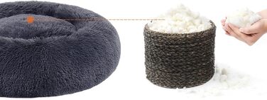 Ліжко для собак Feandrea, ліжко для котів, подушка-донат, миється, знімний наповнювач, довгий плюш, діаметр 120 см, PGW043G02 (50 x 50 x 20 см, Рожеве)