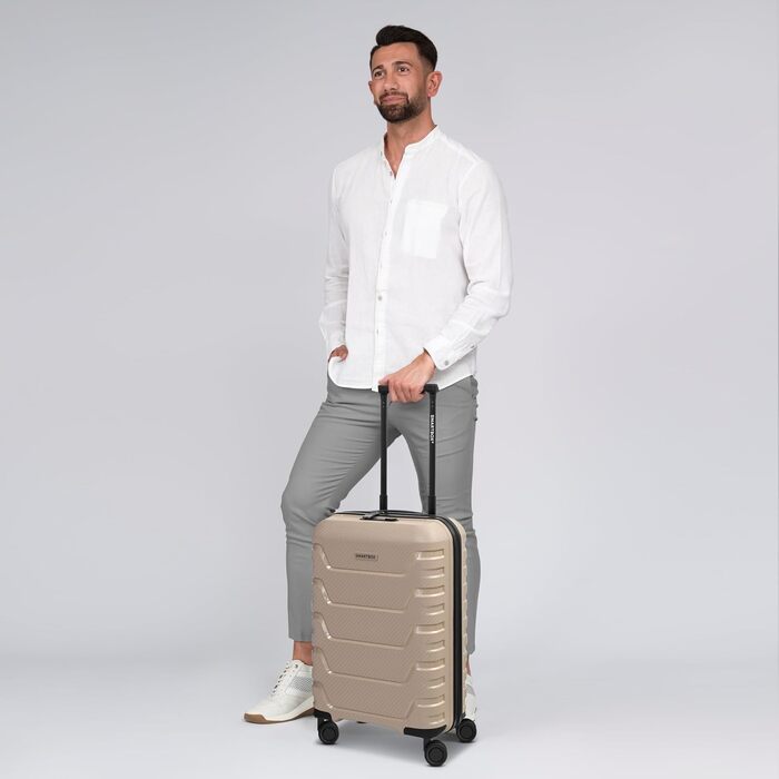 Чемодан SMARTBOX Hartschalen Check-in з жорстким корпусом | Великий XL Trolley 52 x 33 x 76 см, розширюється до 111-120 літрів | з високоякісного поліпропілену | 4 подвійні колеса & TSA-замок | легкий 4,2 кг (Edition 01) (Бежевий)