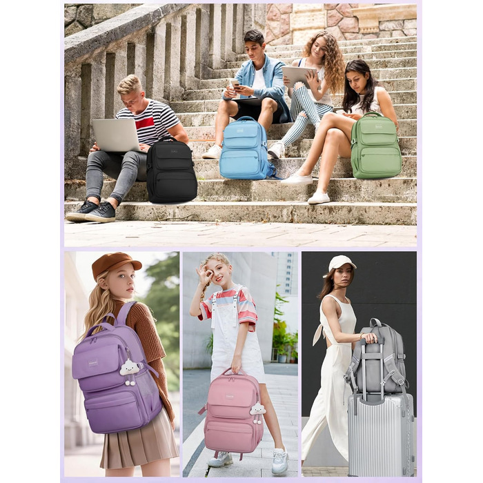 Шкільний рюкзак FIORETTO для підлітків та дівчат: 25L, водонепроникний, з відділенням для ноутбука 15.6