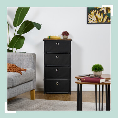 Relaxdays Chest of Drawers with Wood-Look and Fabric Drawers