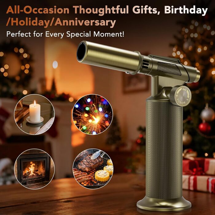 Бутан-пальник Flambierbrenner: кухонна лампа з регулюванням кута на 90°, безпечним закриттям та регульованою полум'ям для паяння (зелений та чорний)