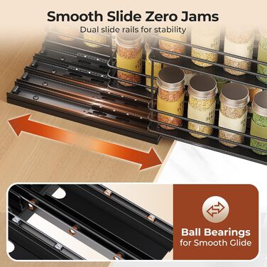 Організатор для спецій Orimade, висувна полиця для спецій, 3 шт. Чорний колір