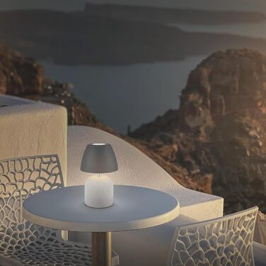 LED-лампа BRILONER настільна бездротова IP44 з сенсором, регулюванням яскравості, керамічним цоколем, для спальні, читання, декору, на вулицю, 13,5x22 см (сіро-антрацит)