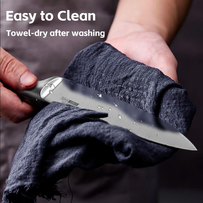 Набір кухонних ножів HUIKAILI 5 шт. з нержавіючої сталі, професійний, з антиковзним руків'ям, включає: Сантоку, кухонний ніж, ніж для хліба, універсальний ніж, ніж для овочів