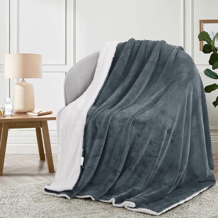 Плед Aisbo Warm Kuscheldecke: теплий, м'який, флісовий плед 150x200 см, XL, для дивана, антрацит