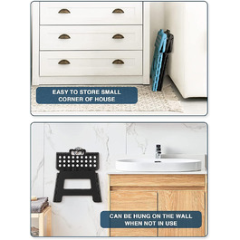 Складний табурет HOUSE DAY 22см, 2 шт. Чорний. Стійкий, антиковзкий, легкий, для дітей, кемпінгу, пікніка, дому