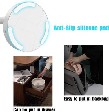 AICase Battery-Powered Table and Stand Fan, Cordless with Remote Control, Quiet 4-Speed Portable Fan, Height Adjustable and Foldable; Ø 19.7 cm, 7200mAh Rechargeable, incl. USB-C Charging Cable