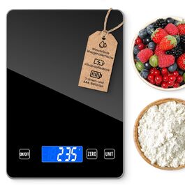Кухонні ваги цифрові 15 кг, перезаряджувані, з LCD-дисплеєм та функцією тарування, водонепроникні, преміум-якість, чорний колір