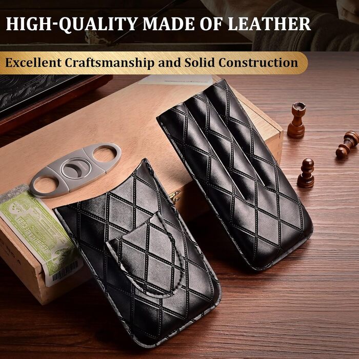 Вишуканий тютюнець CIGARLOONG: шкіряний футляр для сигар з 3 відділеннями та різаком з нержавіючої сталі (колір: коричневий)