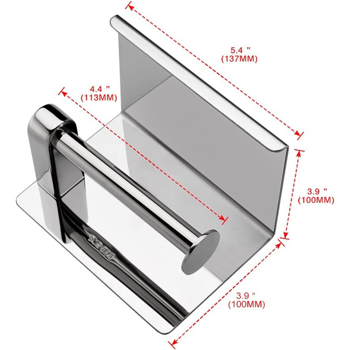 Тримач туалетного паперу Ibergrif з 2 способами монтажу, без свердління, з полицею, нержавіюча сталь (полірована)