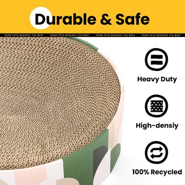 Кігтеточка для котів Conlun 2 в 1: овальна, з мискою та гніздом, з гофрованого картону (43x33x10 см)