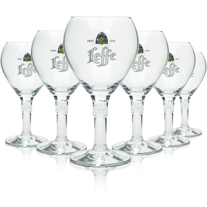 Набір келихів Leffe Large (6 шт) 330 мл для пива Leffe Blonde, Brown, Ruby, Double, Triple + підставки
