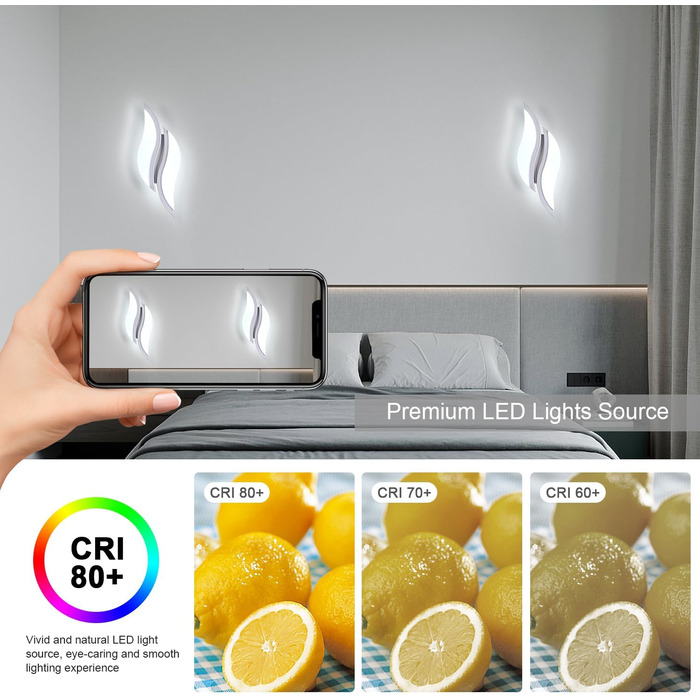 LED настінний світильник Dorlink для дому: спальня, вітальня, коридор. Сучасний дизайн Art Deco, тепле біле світло (12W)