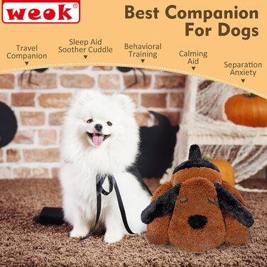 Heartbeat Puppy Plush Dog Toy, Puppy Heartbeat Stuffed Animal for Dogs Anxiety Relief Behavior Aid Toy, Heartbeat Plush Toys for Dogs (dark brown)