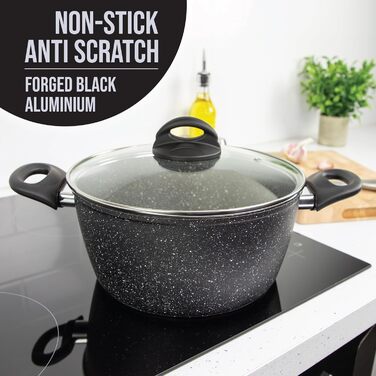 Каструля Blackmoor 16 см з кришкою, чорна, 24 см, нержавіюча сталь