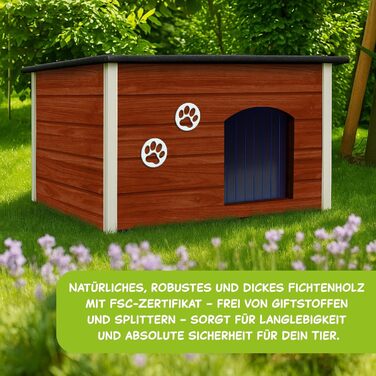 Будка для собак Outentin - XL, 76x60x60 см, тепла та водонепроникна. Сучасний дизайн, з дахом, що відкривається. Для середніх собак.