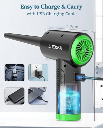 Електричний повітряний пилосос LUCKEA 3-Gang з LED-підсвічуванням для чищення ПК, ноутбуків, авто та офісних пристроїв