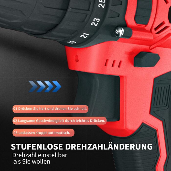 Акумуляторний шурупокрут-дрель 21V з набором аксесуарів (1500mAh, 45Nm, 25+1 ступенів) для дому та саду