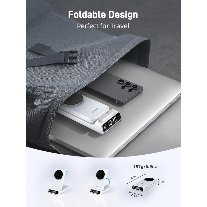 Бездротовий зарядний пристрій MagSafe 3-в-1 для Samsung Galaxy Fold/Flip, S24/S25 Ultra, Watch/Buds (Білий)