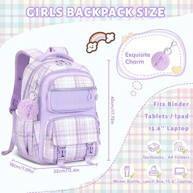 Дитячий рюкзак Tanou для дівчаток, шкільний, ергономічний, великий, модний, в ліловому кольорі