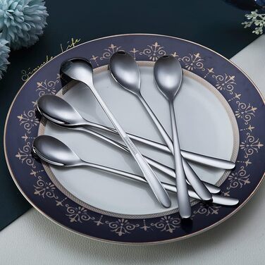 Набір ложок HOMQUEN (6 шт.) з нержавіючої сталі, чорного кольору. Ідеально підходять для кави, коктейлів, чаю та морозива. Преміум якість, довгий зручний ручка.