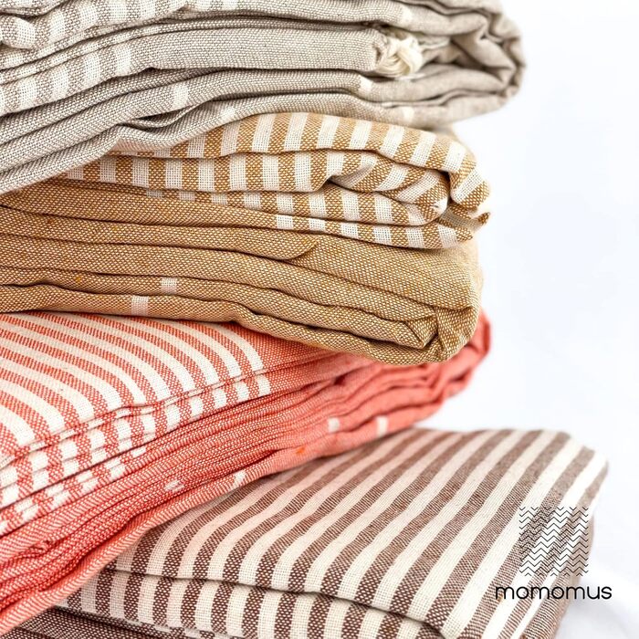 Великий пляжний рушник MOMOMUS Fouta XXL з бахромою, 200x200 см, бавовна, лососевий колір