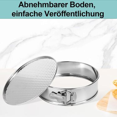 Форма для випічки Hikaproligt з нержавіючої сталі, діаметр 26 см, кругла, з антипригарним покриттям, не протікає, з силіконовим захистом, знімний дно, ідеальна для чізкейків, форма для випічки тортів 25 см
