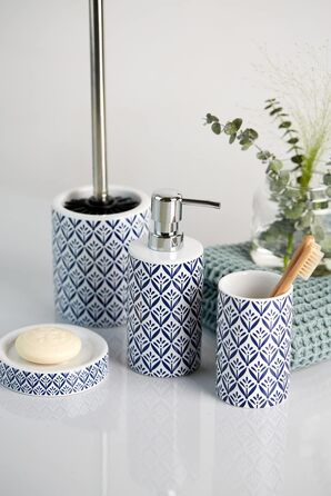 Дозатор для мила WENKO Lorca з кераміки, 0.36 л, блакитний, 18 x 7 x 8.5 см