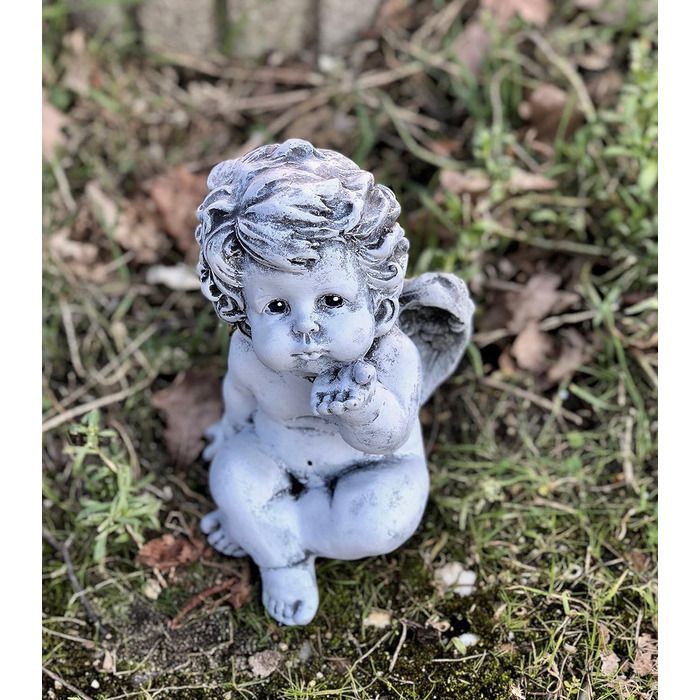 stoneandstyle Steinfigur Angel, little angel figurine, solid stone casting, frost and weather resistant up to -30°C