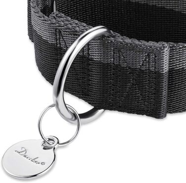 Нашийник для собак середніх та великих порід Martingale 4 см, міцний, регульований, двоколірний (чорний та сірий)