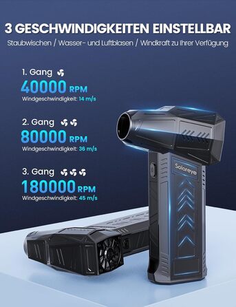Електричний пилосос для чищення Solareye X13-DEUS: 180000 обертів/хв, акумулятор 6000mAh, USB-зарядка, щітка, для ПК, авто, дивану