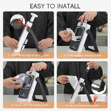 Набір для нарізки овочів ONCE FOR ALL з піддоном, тертка для овочів, ідеально для нарізки картоплі фрі та картоплі, нарізчик цибулі, тертка для огірків - кубик-нарізник (оновлена версія Space Grey + набір кошиків Asphalt) (Space Grey)